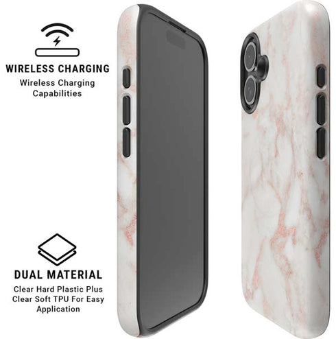 Rose Gold Marble iPhone 16 Plus Magsafe Impact Case